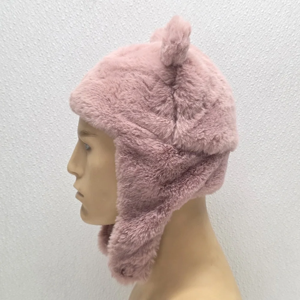 Zara Cozy Chic Toddler Girls Cotton Lined Baby Pink Soft Fluffy Bear Ears Hat